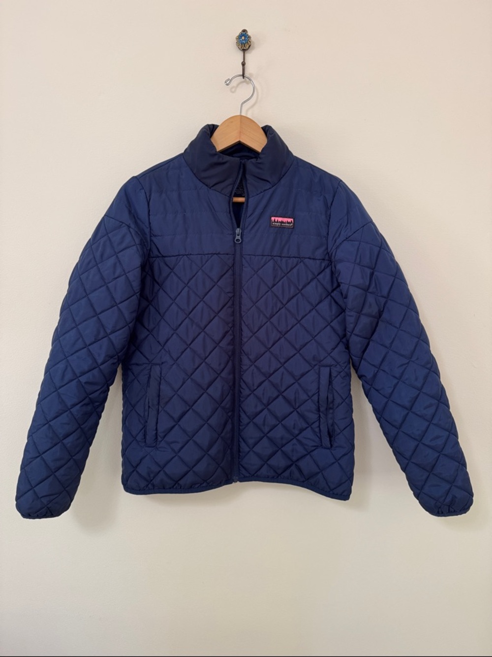 Simply Southern Navy Quilted Jacket with Logo Print